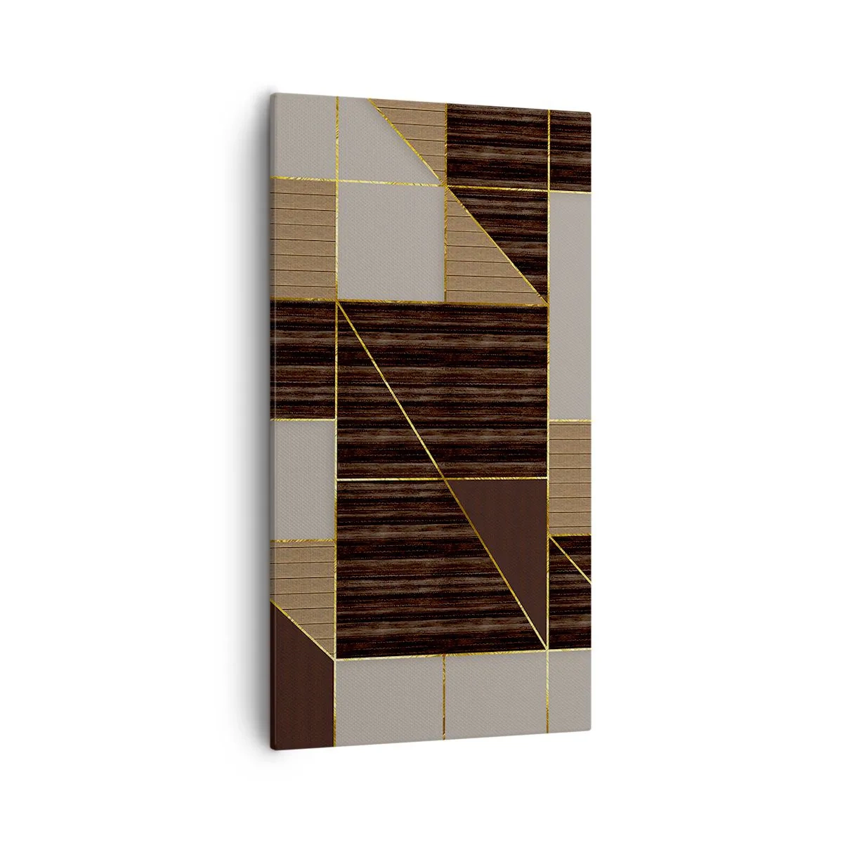 Schilderen op canvas - Een mozaïek van bruin en goud - 55x100 cm