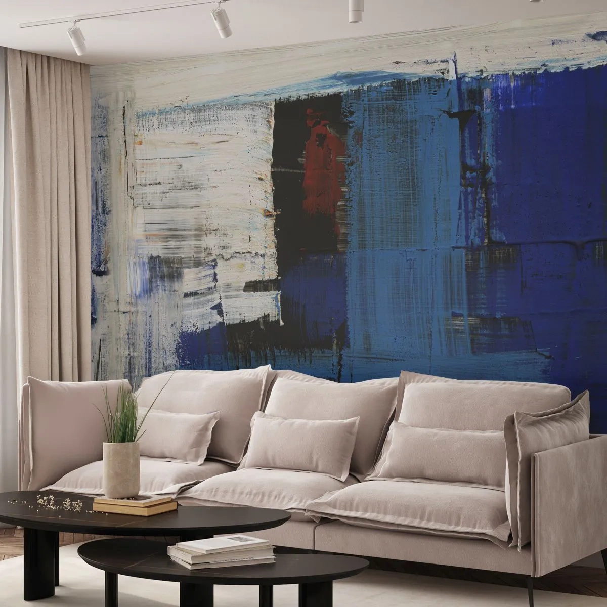 Fotobehang Premium Canvas - Het geheim van blauw - Abstractie, Deel, Moderniteit - 300x210 cm
