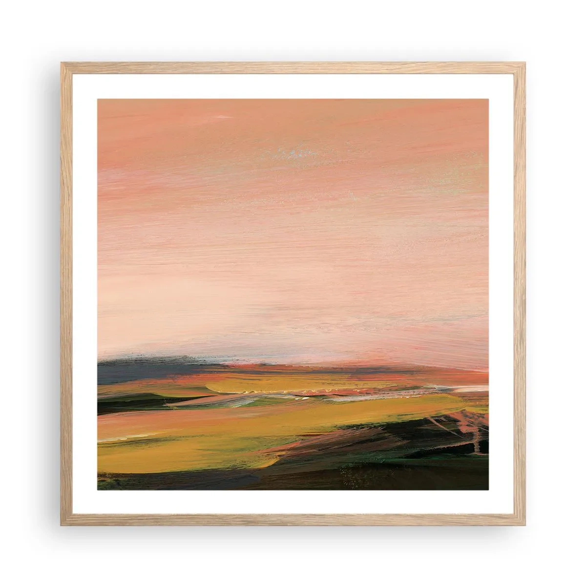 Een poster in een licht eiken lijst - In roze tinten - 60x60 cm