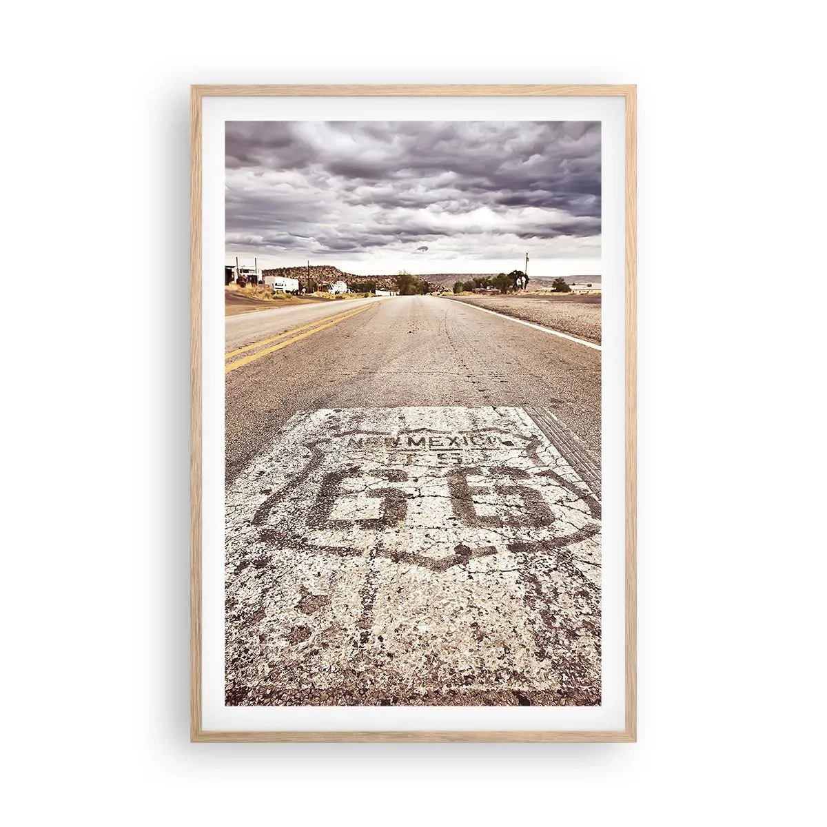 Een poster in een licht eiken lijst - Mother Road - een Amerikaanse legende - 61x91 cm
