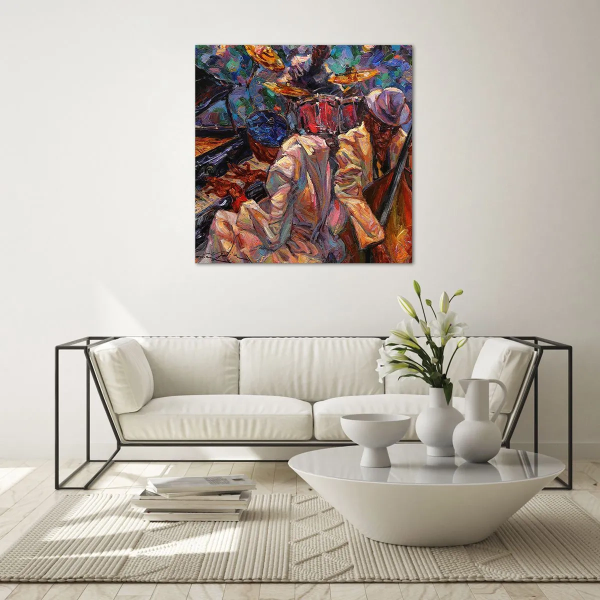 Schilderen op glas - In hetzelfde ritme - 70x70 cm