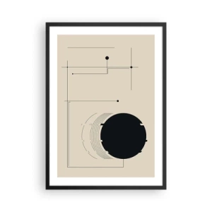 Poster in een zwarte lijst - Een minimalistische geometrische compositie op een beige achtergrond - 50x70cm - Een flexibele en dynamische compositie - Moderne wanddecoratie voor woonkamer en slaapkamer ARTTOR
