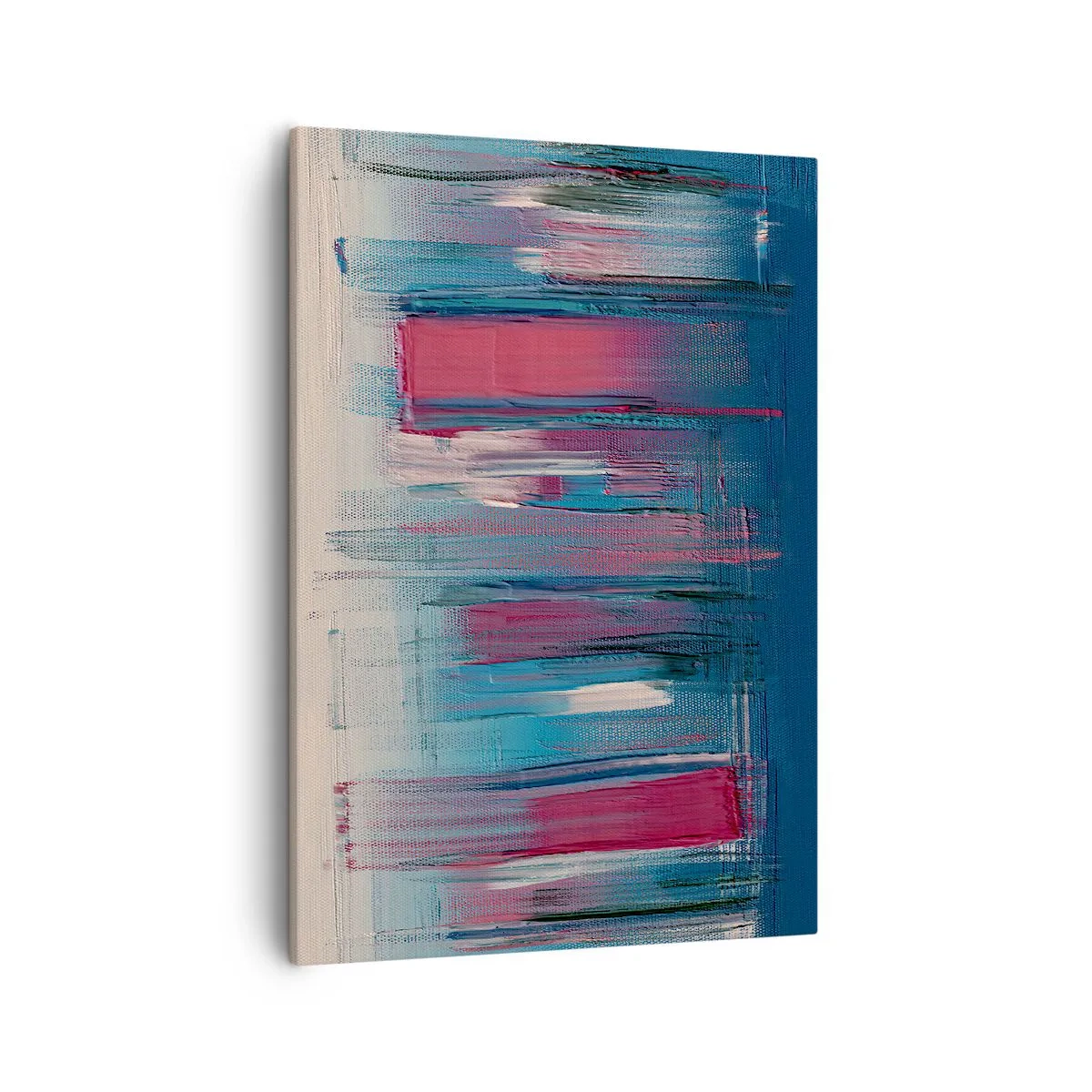 Schilderen op canvas - Verticale compositie in blauw en rood - 50x70 cm