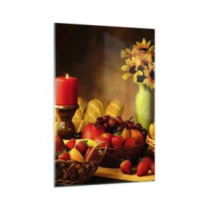 Schilderen op glas - Stilleven met brood en fruit - 70x100 cm