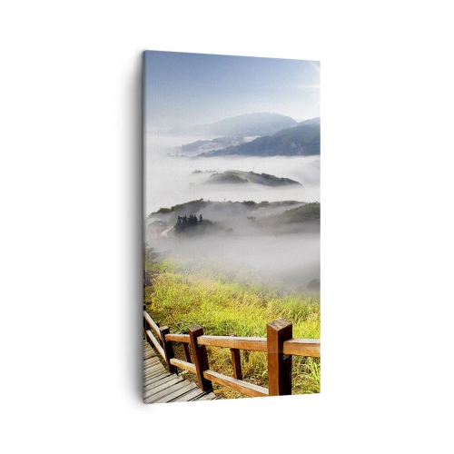 Schilderen op canvas - Geweven van schittering en mist - 45x80 cm