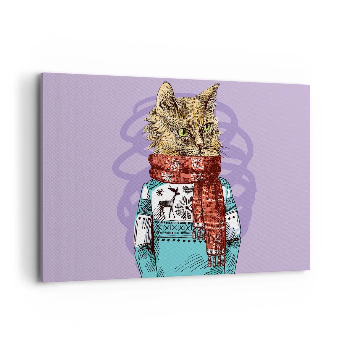 Schilderen op canvas - De kat niet alleen in schoenen - 100x70 cm