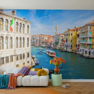 Zelfklevend Fotobehang Deluxe Sticker - Het enige verkeer ter wereld - Venetië, Architectuur, groot kanaal - 250x175 cm