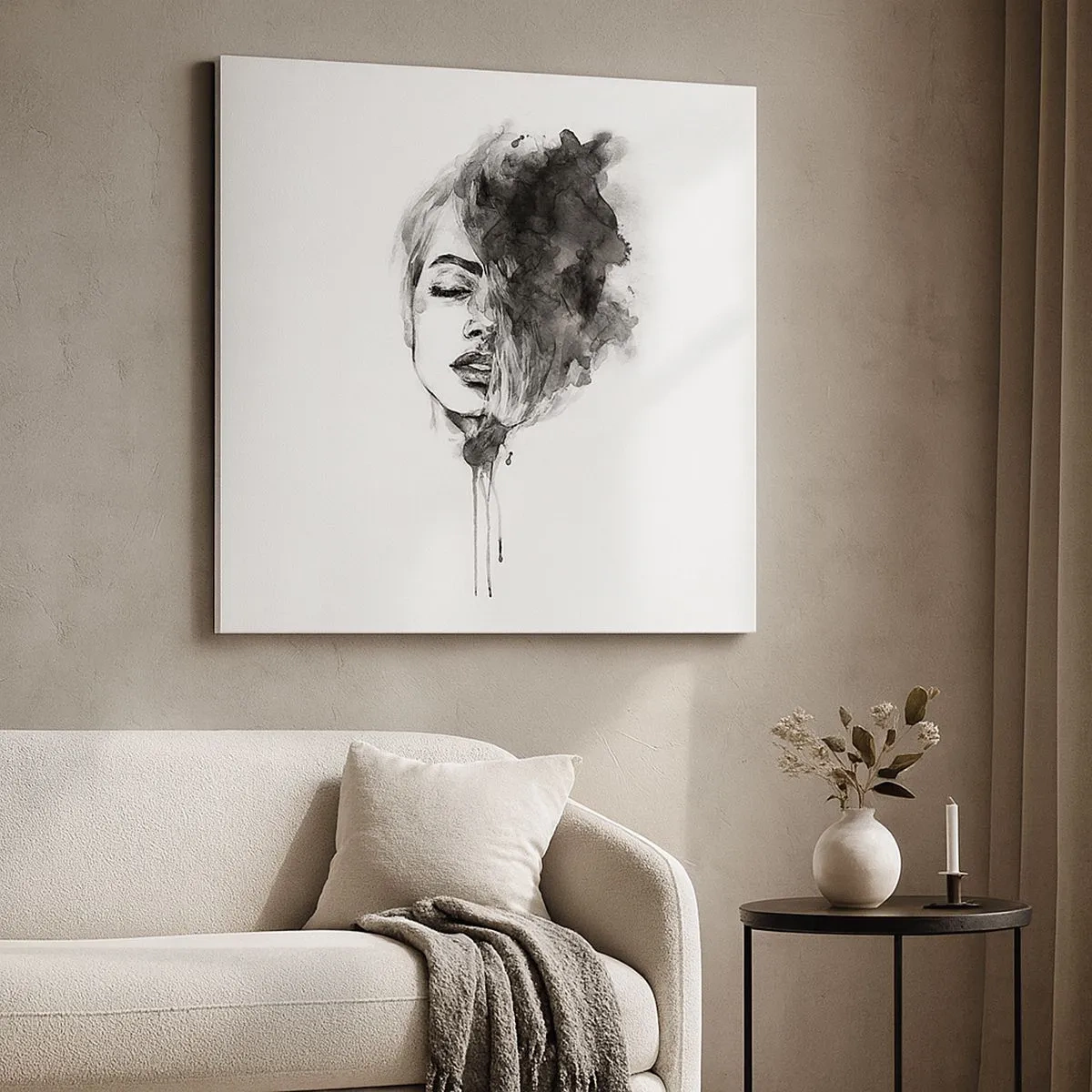 Schilderen op canvas - Waar droomt het meisje over? - 30x30 cm