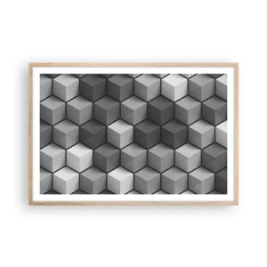 Een poster in een licht eiken lijst - Kubistische puzzel - 91x61 cm