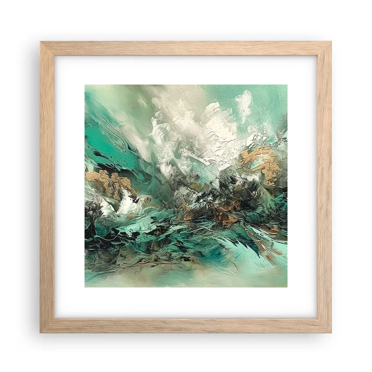 Een poster in een licht eiken lijst - Emerald en zwarte branding - 30x30 cm