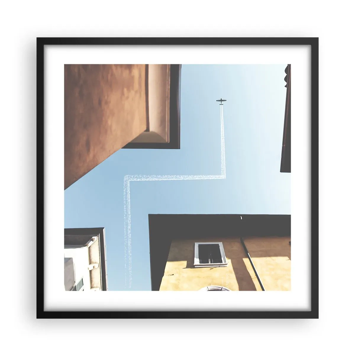 Poster in een zwarte lijst - Boven het doolhof van de stad - 50x50 cm