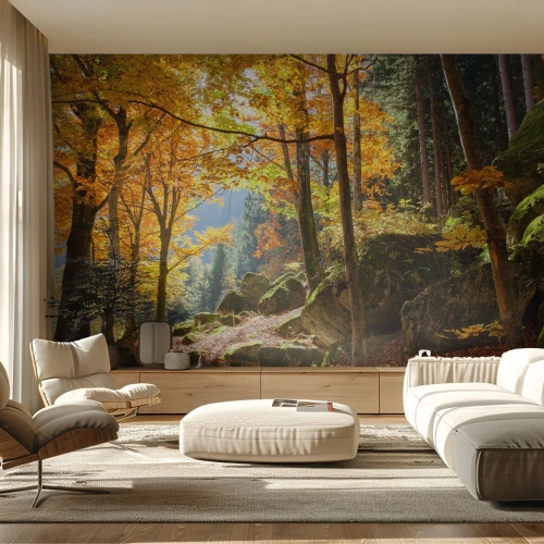 Fotobehang Premium Canvas - Tijd om te ontspannen - Landschap, Woud, Natuur - 500x350 cm