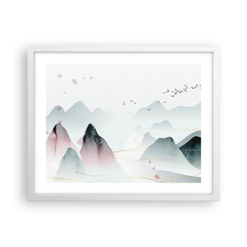 Poster in een witte lijst - Over de toppen - 50x40 cm