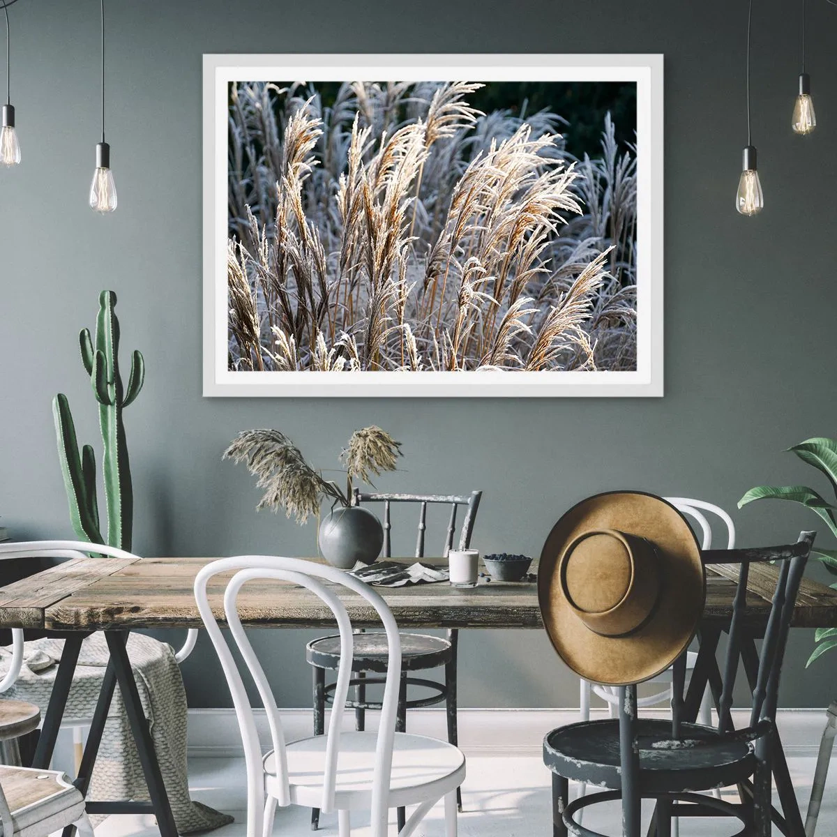 Poster in een witte lijst - Gekleed met vorst - 91x61 cm