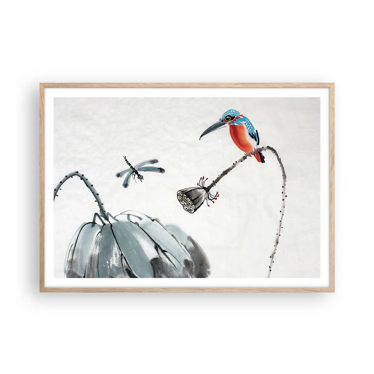 Een poster in een licht eiken lijst - Het leven van de weide - 100x70 cm