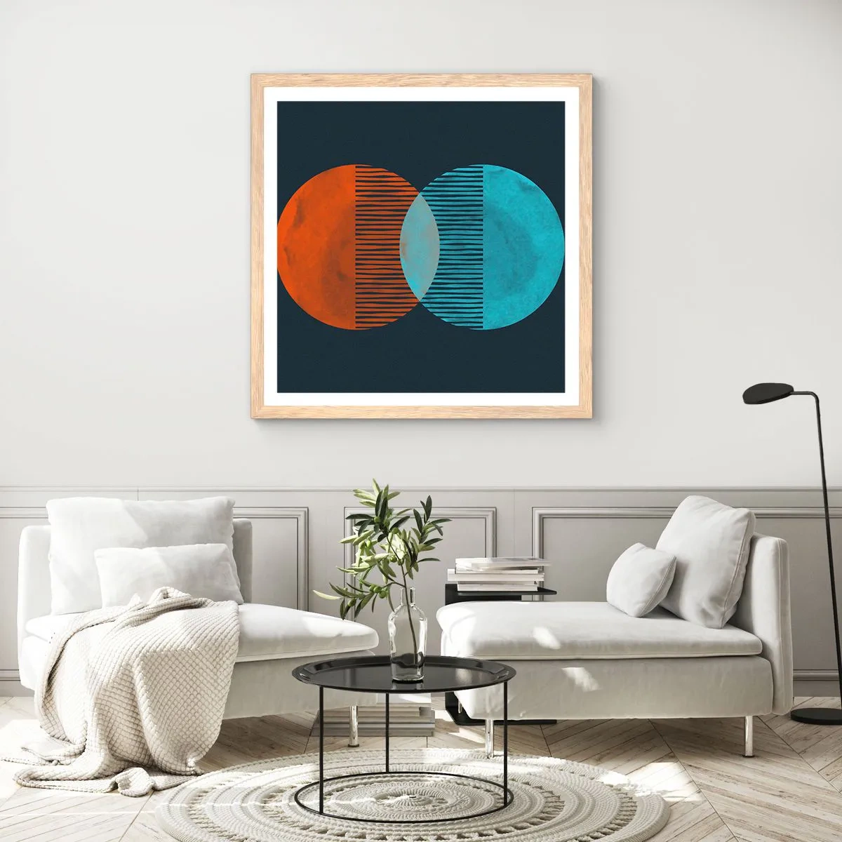 Een poster in een licht eiken lijst - Astronomische fantasie - 30x30 cm