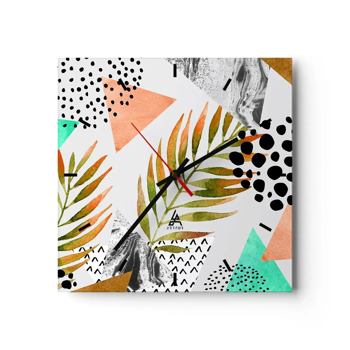 Wandklok - Klok - Decoratie met palmblad - 40x40 cm