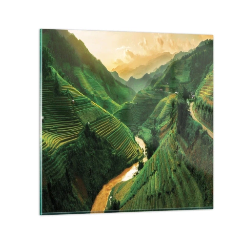 Schilderen op glas - Vietnamese vallei - 30x30 cm