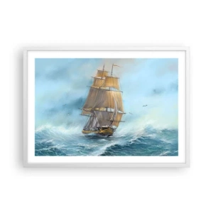 Poster in een witte lijst - Haasten over de golven - 70x50 cm