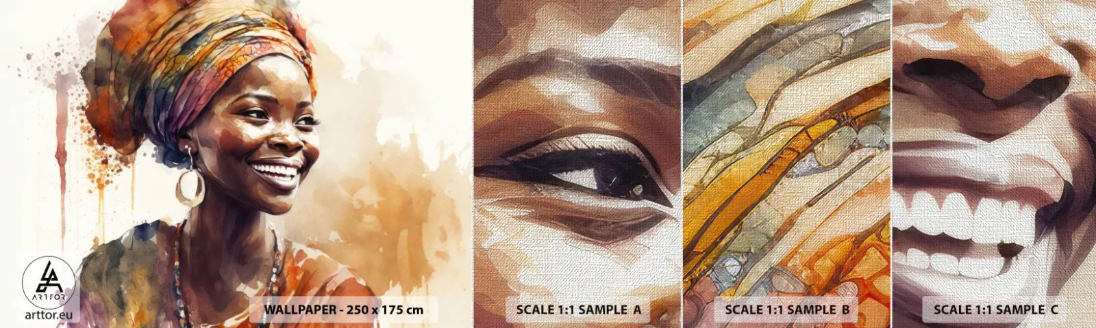 Fotobehang Monster Premium Canvas - Afrikaanse koningin - Vrouw, Afro-Amerikaans, Portret - 100x30 cm