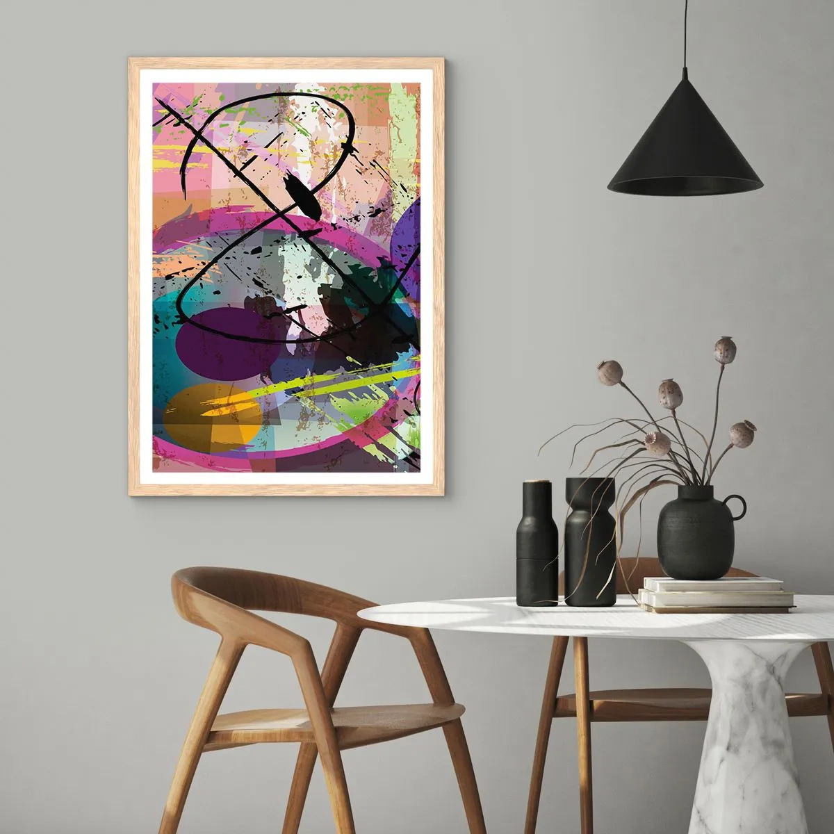 Een poster in een licht eiken lijst - Je kunt rechtdoor of rondom - 50x70 cm