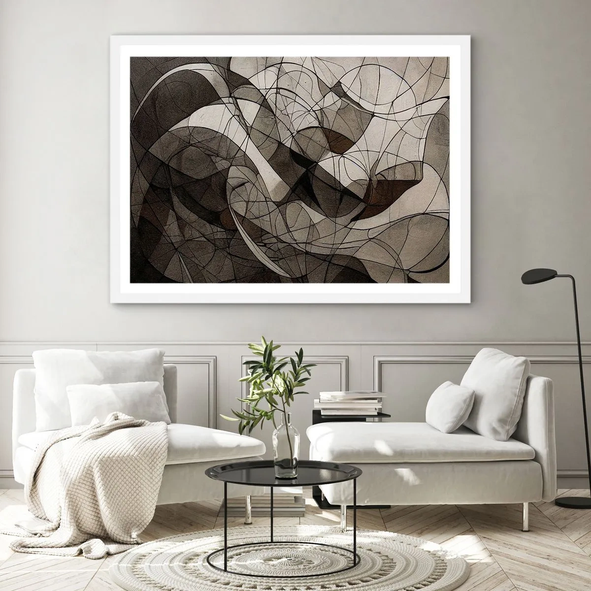 Poster in een witte lijst - Circulatie van aardekleuren - 50x40 cm