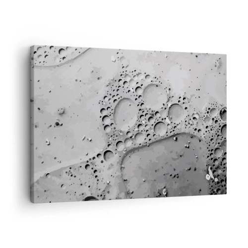 Schilderen op canvas - Zwart-wit bubbelpatroon in minimalistische stijl - 70x50cm - Schuimspoor - Moderne wanddecoratie voor woonkamer en slaapkamer ARTTOR