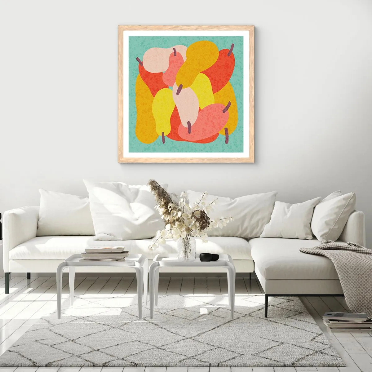 Een poster in een licht eiken lijst - Probeer de zomerzon - 50x50 cm