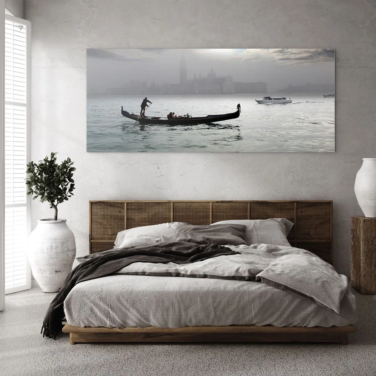 Schilderen op glas - Een fantastische stad van water en mist - 120x50 cm