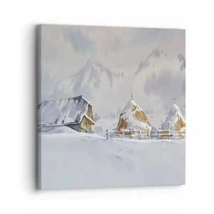 Schilderen op canvas - In een besneeuwde vallei - 30x30 cm