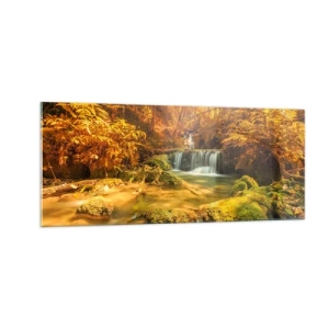 Schilderen op glas - Boscascade in goud - 100x40 cm