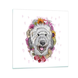 Schilderen op glas - Puppy vreugde - 60x60 cm