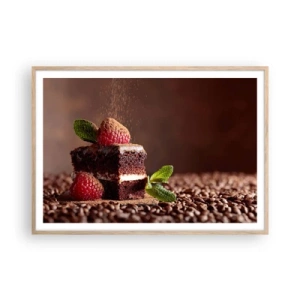 Een poster in een licht eiken lijst - Het leven is zoet - 100x70 cm