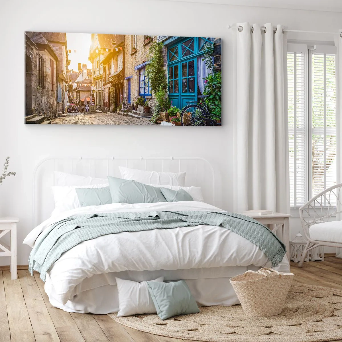 Schilderen op canvas - De witte geest van het stadje - 100x40 cm