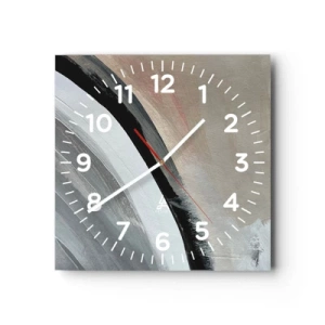 Wandklok - Klok - Compositie: boog van zwart en grijs - 40x40 cm