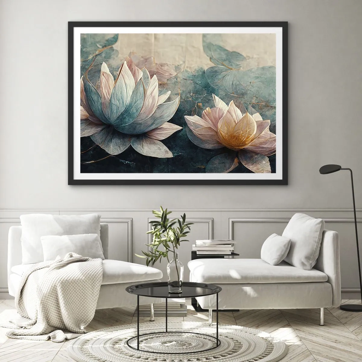 Poster in een zwarte lijst - Sterren van het meer - 40x30 cm