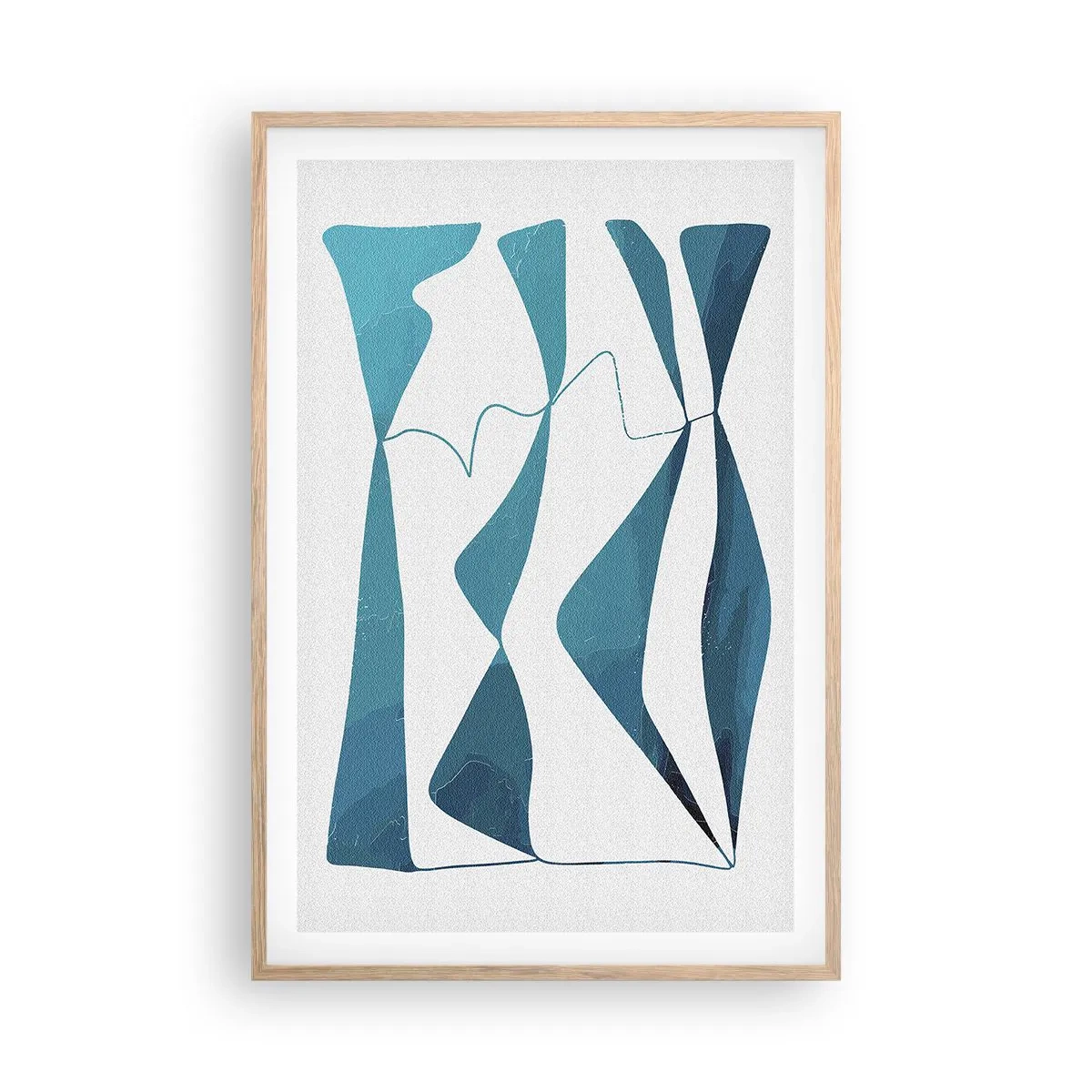 Een poster in een licht eiken lijst - Abstractie: turquoise verbinding - 61x91 cm