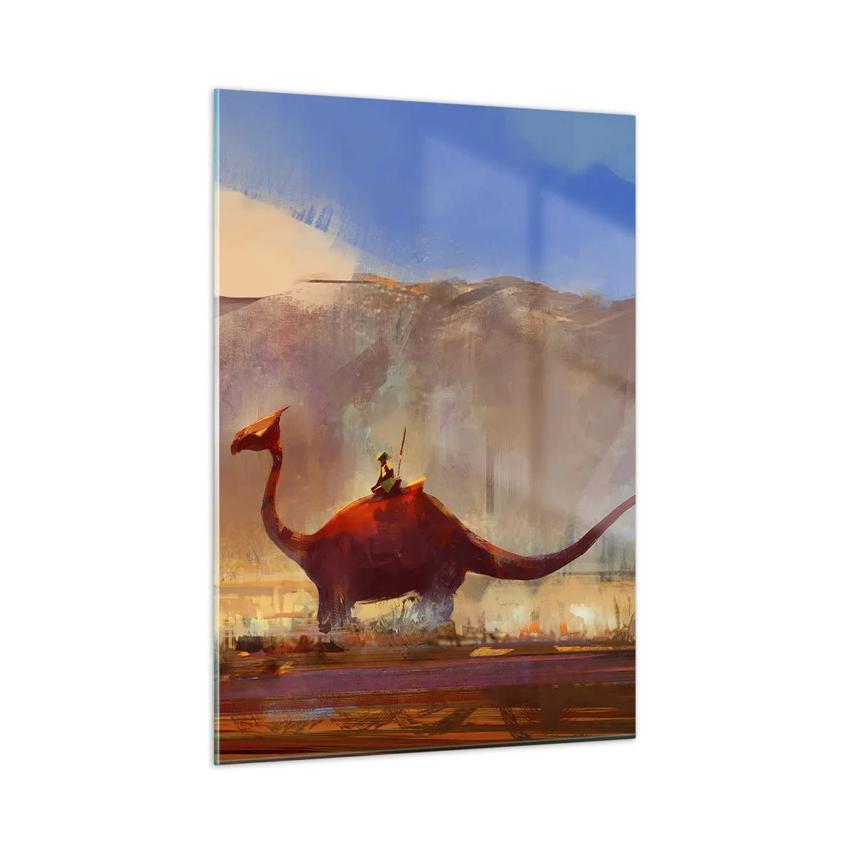 Schilderen op glas - Als ze niet waren uitgestorven - 50x70 cm
