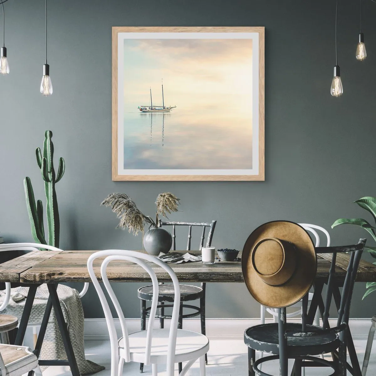 Een poster in een licht eiken lijst - In een zee van stilte - 30x30 cm