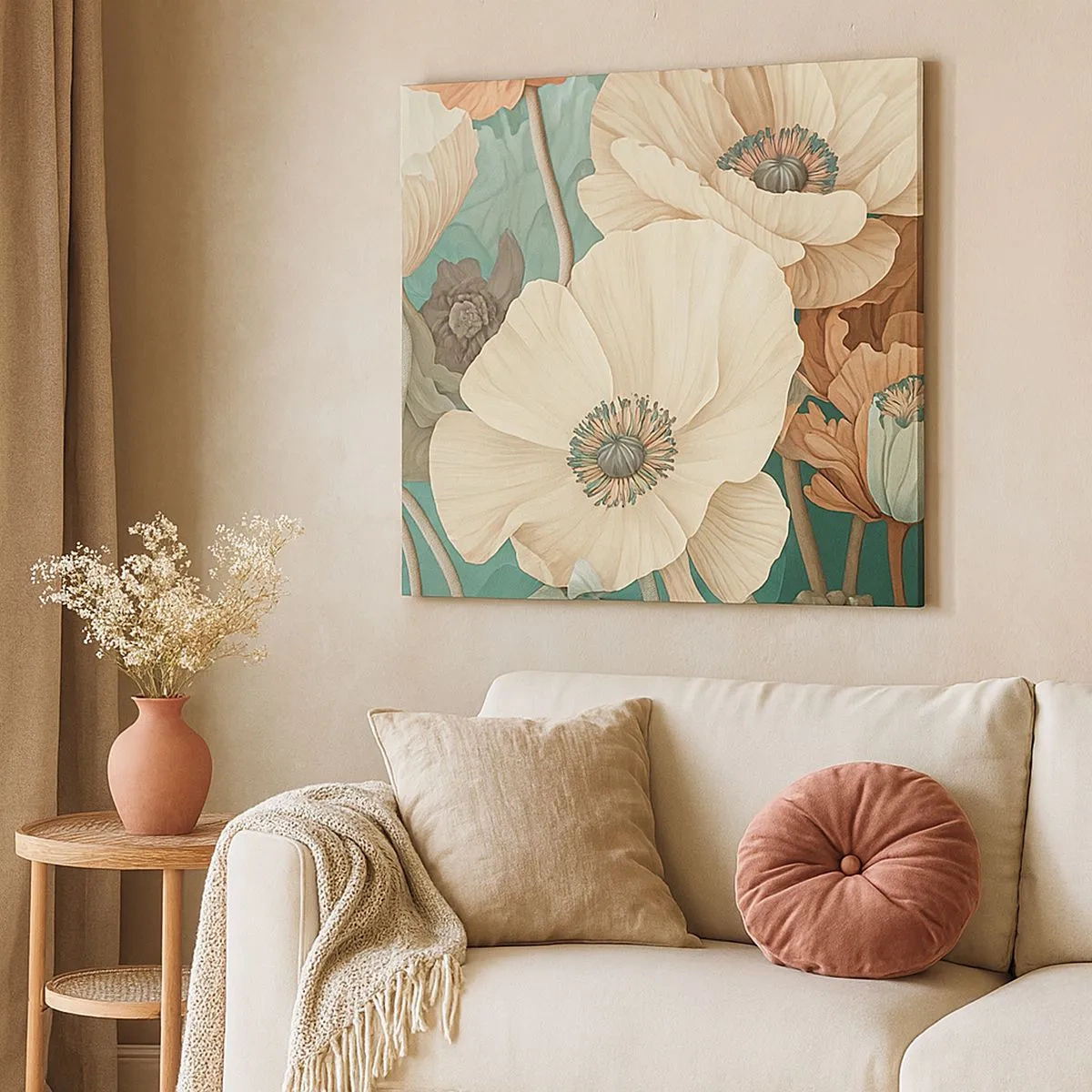 Schilderen op canvas - Het gefluister van klaprozen - 30x30 cm