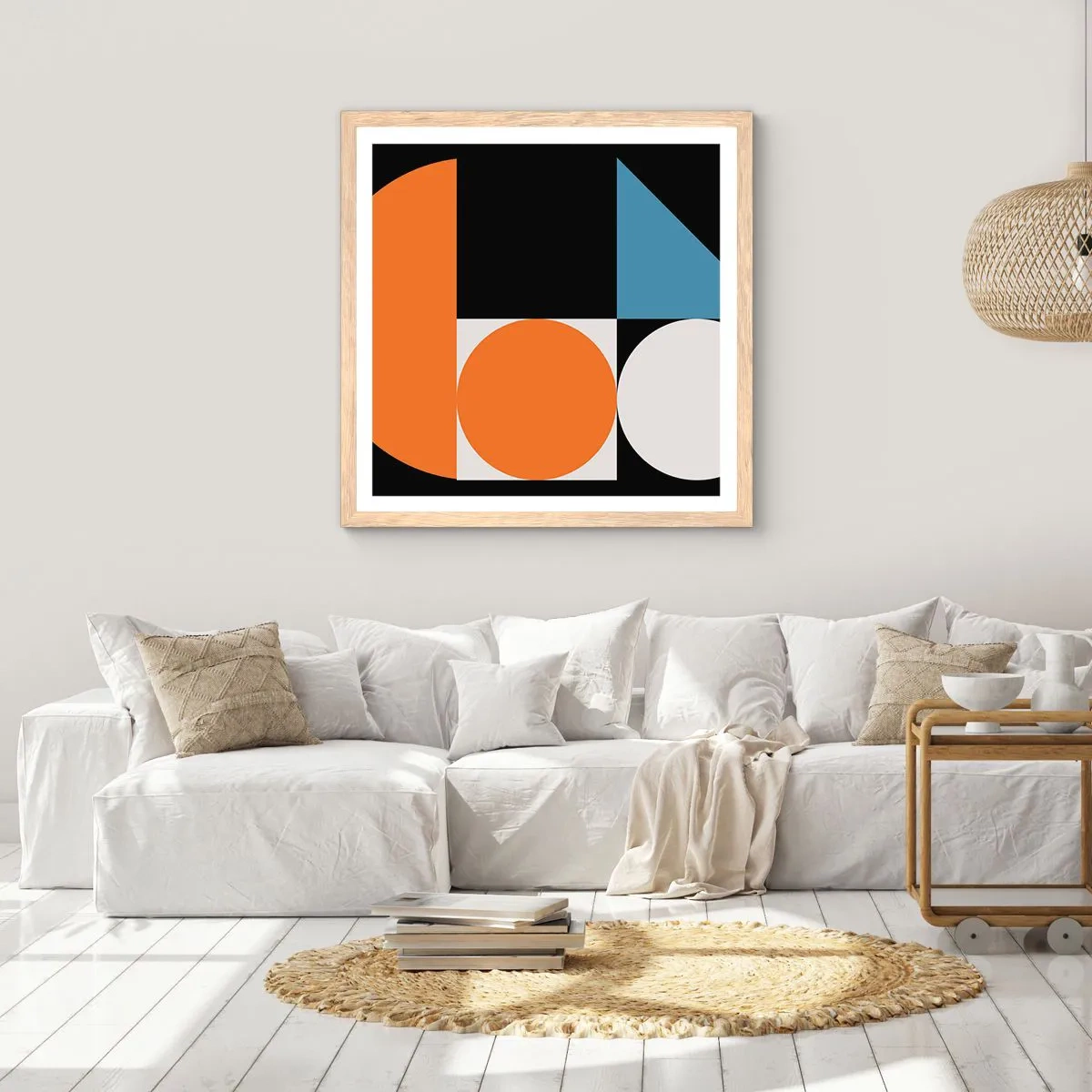 Een poster in een licht eiken lijst - Dacht lay-out - 60x60 cm