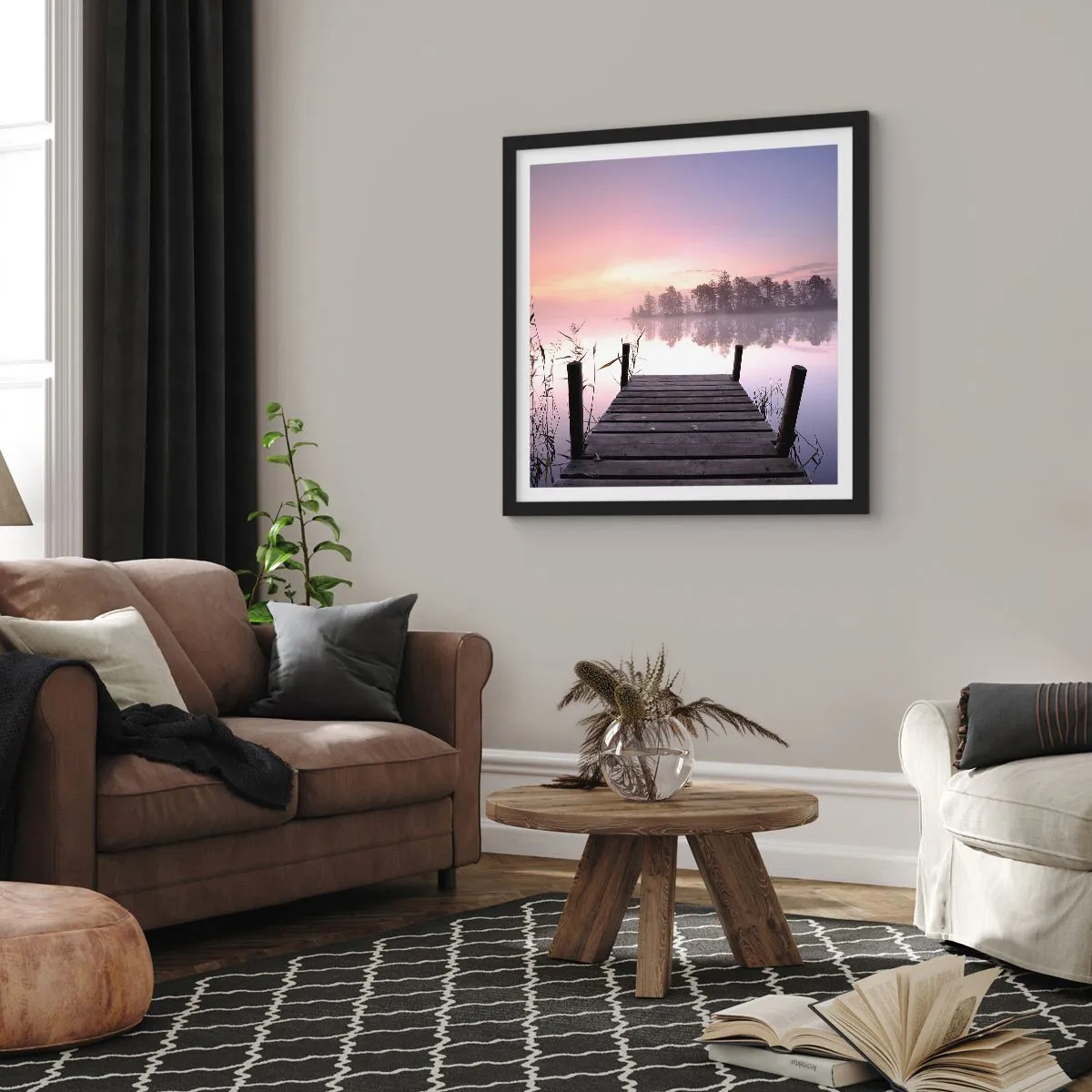 Poster in een zwarte lijst - Van de lila mist... - 30x30 cm