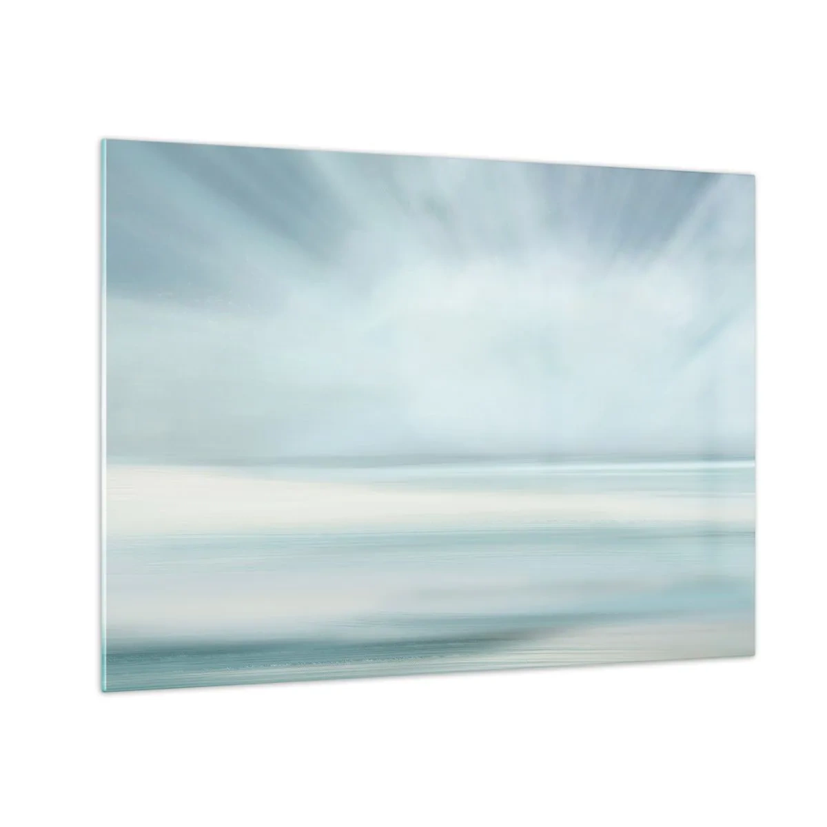 Schilderen op glas - Vage abstractie in tinten blauw, wit en grijs - 70x50cm - Vrede tot aan de horizon - Moderne wanddecoratie voor woonkamer en slaapkamer ARTTOR