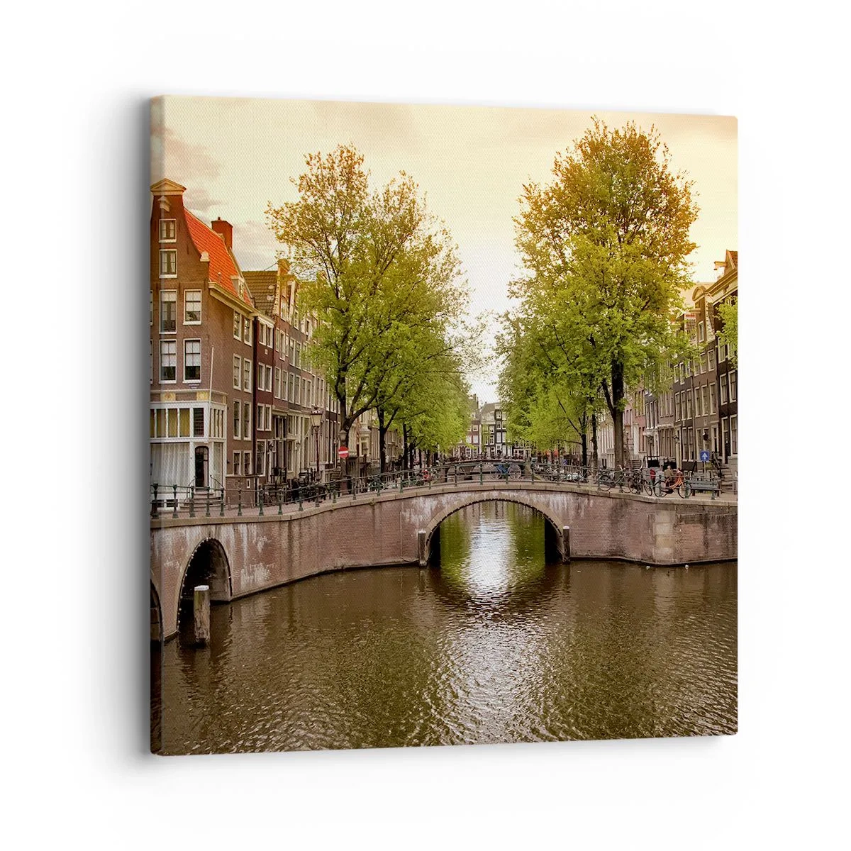 Schilderen op canvas - Met de boot of met de fiets? - 30x30 cm