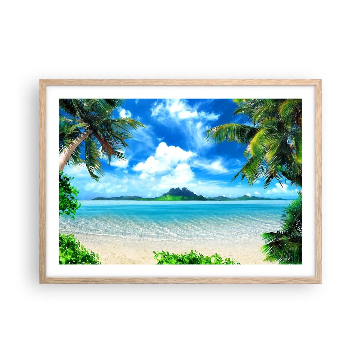 Een poster in een licht eiken lijst - Het azuur van de tropen - 70x50 cm