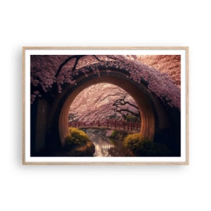 Een poster in een licht eiken lijst - Japanse lente - 100x70 cm