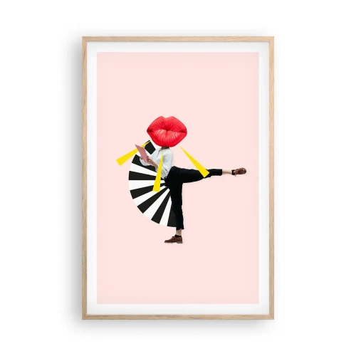 Een poster in een licht eiken lijst - Surrealistische pop-art - 61x91 cm