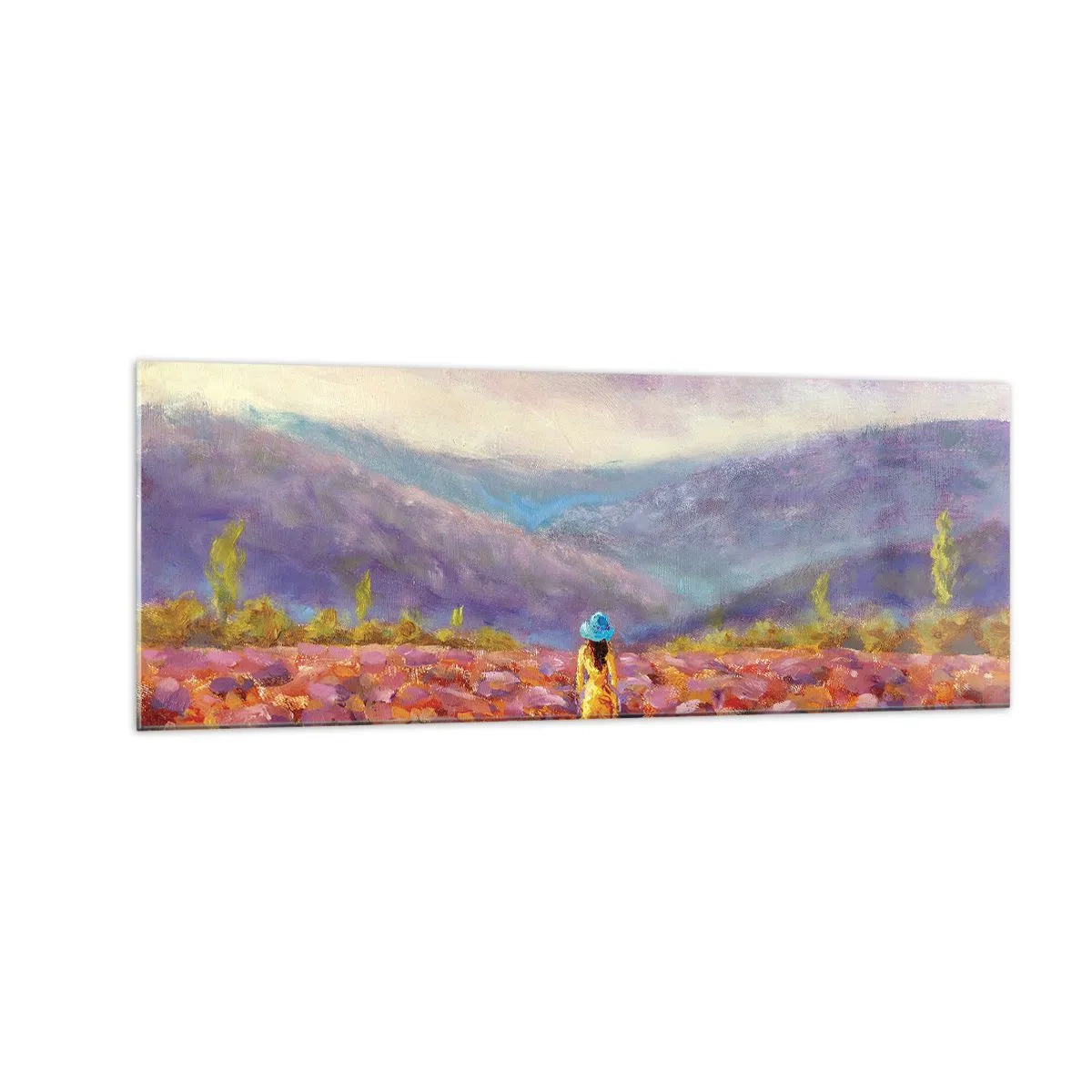 Schilderen op glas - In een lavendelwereld - 140x50 cm