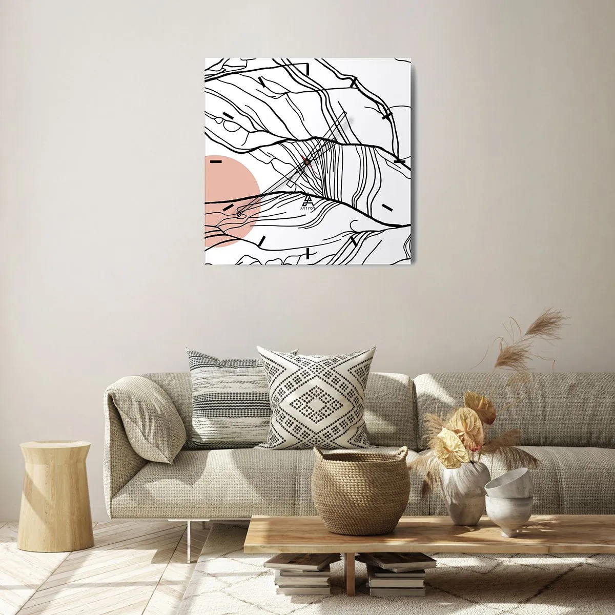 Wandklok - Klok - In een web van twijgen - 30x30 cm