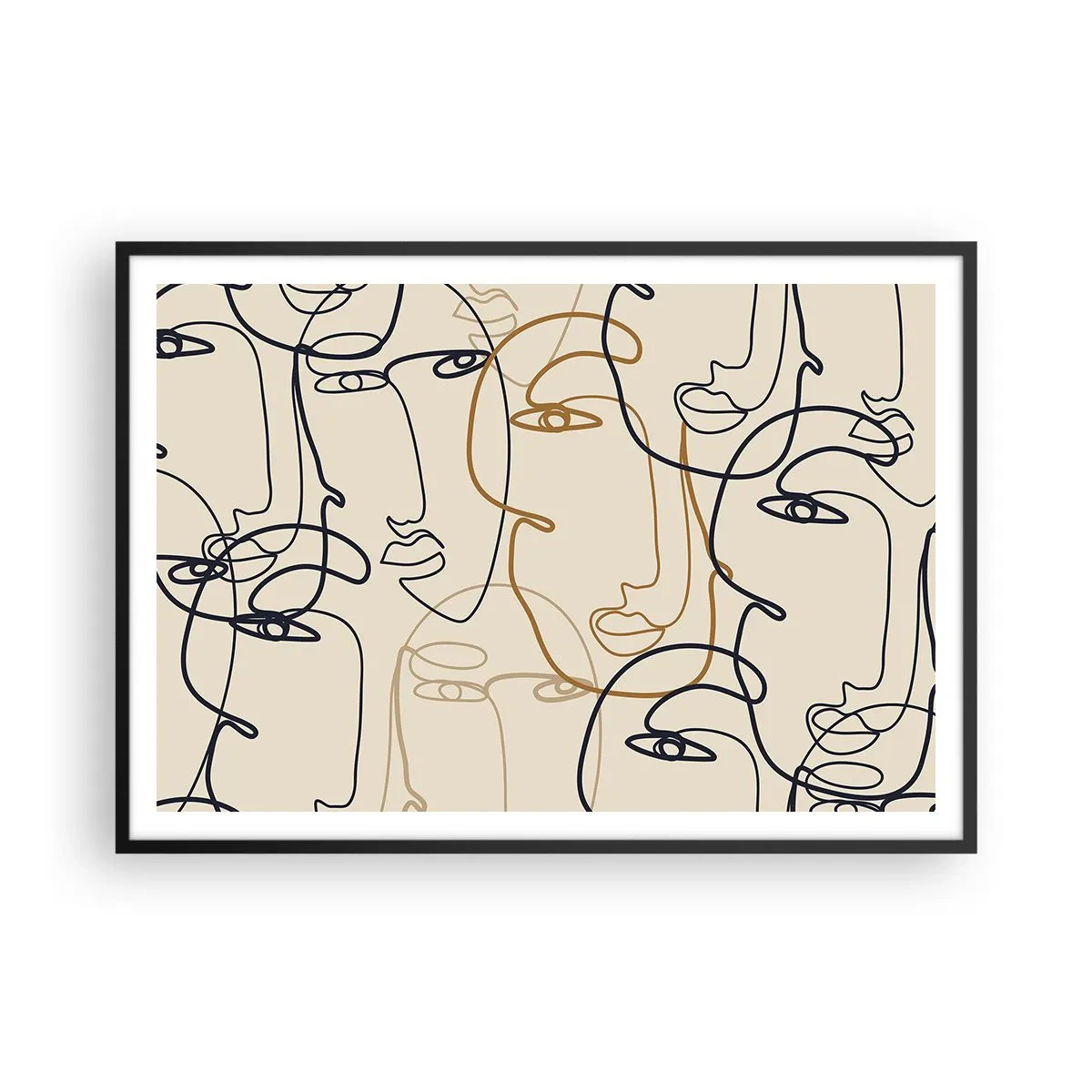 Poster in een zwarte lijst - Het portret is vermenigvuldigd - 100x70 cm